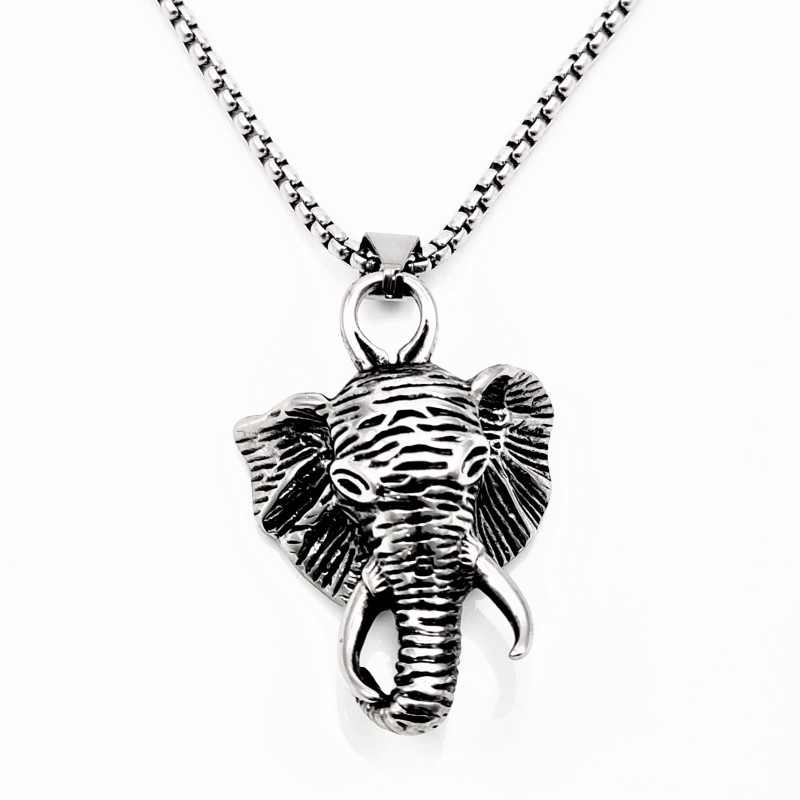 60cm x 3mm Jasseron Ketting + Olifantenkop Hanger Dames - Heren - Roestvrij Stalen 60cm x 3mm Jasseron Ketting + Olifantenkop Hanger Dames - Heren - Roestvrij Stalen