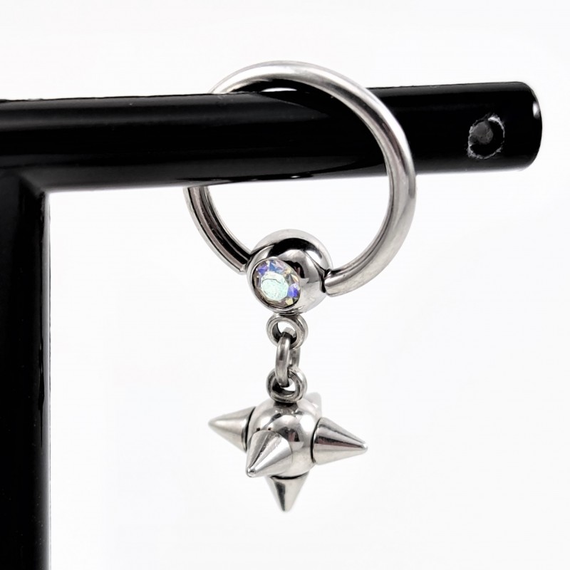 RVS Punk Tepelpiercing met Spikes-Hanger RVS Punk Tepelpiercing met Spikes-Hanger