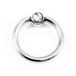 RVS Ball Closure Ring Piercing met Zirkonia 13mm-15mm