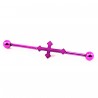Paarse Stalen Industrial Barbell Piercing met Kruis