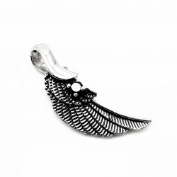 60cm x 3mm Jasseron Ketting + Engelvleugel Hanger met Zwarte Ziconia - Unisex - Roestvrij Stalen