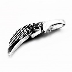 60cm x 3mm Jasseron Ketting + Engelvleugel Hanger met Zwarte Ziconia - Unisex - Roestvrij Stalen
