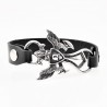 Zwart Heren Leren Armband met RVS Kruis