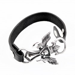 Zwart Heren Leren Armband met RVS Kruis