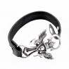 Zwart Heren Leren Armband met RVS Kruis