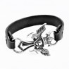 Zwart Heren Leren Armband met RVS Kruis