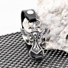 Zwart Heren Leren Armband met RVS Kruis