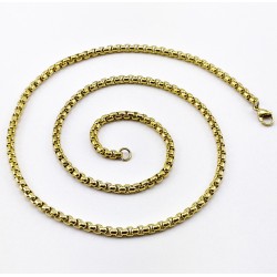 80cm x 2mm Verguld Ketting + Zilverkleurige staal en Verguld Stalen Egyptische Ankh Kruis met Jezus
