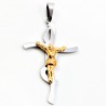 80cm x 2mm Verguld Ketting + Zilverkleurige staal en Verguld Stalen Egyptische Ankh Kruis met Jezus
