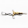 80cm x 2mm Verguld Ketting + Zilverkleurige staal en Verguld Stalen Egyptische Ankh Kruis met Jezus