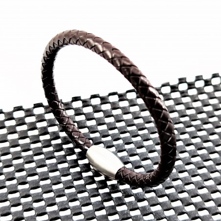 Donkerbruine Heren-Dames Gevlochten Leren Armband