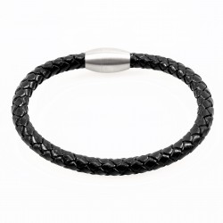 Zwarte Heren-Dames Gevlochten Leren Armband