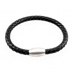 Zwarte Heren-Dames Gevlochten Leren Armband