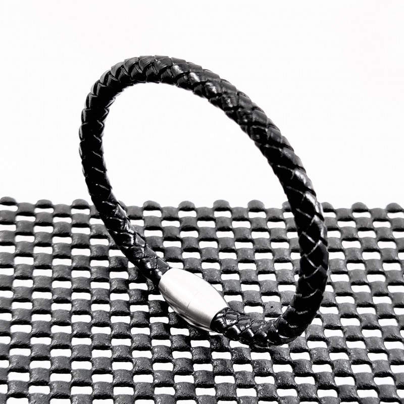 Zwarte Heren-Dames Gevlochten Leren Armband Zwarte Heren-Dames Gevlochten Leren Armband