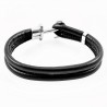 Zwarte Dames Leren Armband met Stalen Anker