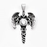 60cm x 3mm Jasseron Ketting + Dolk-Engel Hanger met Zirkonia Unisex - Roestvrij Stalen