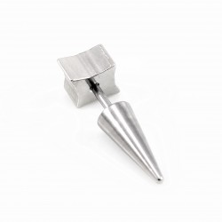 Zilverkleurige Stalen Fake Oorbel met Paarse Zirkonia