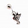 RVS Draak Navel Piercing met Rode Zirkonen