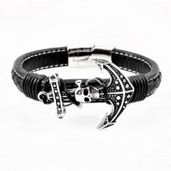 Zwarte Heren Leren Armband...