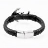 Zwarte Heren Leren Armband met RVS Doodshoofd Anker