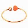 Stijve Roségoudkleurige Stalen Armband met Twee Harten