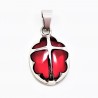 Roestvrij Stalen Ketting + Ovale Rode Hanger