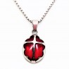 Roestvrij Stalen Ketting + Ovale Rode Hanger