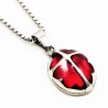 Roestvrij Stalen Ketting + Ovale Rode Hanger