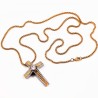 Goudkleur-Zilverkleur Roestvrij Stalen Ketting met Kruis Hanger