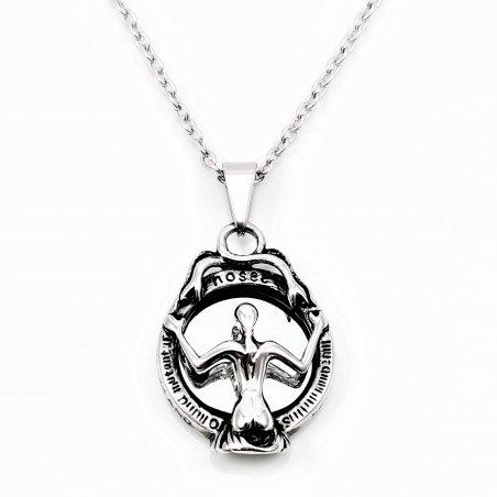 Stalen Gotische Ketting + Skeletvrouw Spiegel Hanger