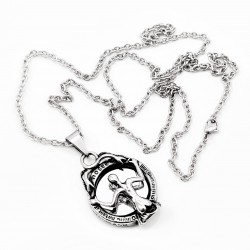 Stalen Gotische Ketting + Skeletvrouw Spiegel Hanger