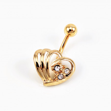 Verguld Harten Navelpiercing met Zirkonias