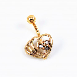 Verguld Harten Navelpiercing met Zirkonias