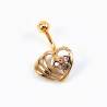 Verguld Harten Navelpiercing met Zirkonias