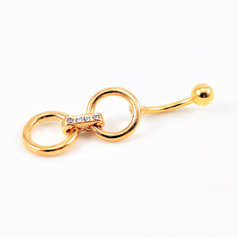 Vergulde Navelpiercing met Twee Ringen Vergulde Navelpiercing met Twee Ringen