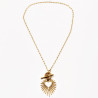 Goudkleurige Stalen Dames Ketting met Kapittelslot en Hart Hanger