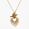 Goudkleurige Stalen Dames Ketting met Kapittelslot en Hart Hanger