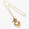 Goudkleurige Stalen Dames Ketting met Kapittelslot en Hart Hanger
