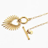 Goudkleurige Stalen Dames Ketting met Kapittelslot en Hart Hanger