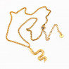 Goudkleurige Roestvrij Stalen Dames Ketting + Slangen Hanger