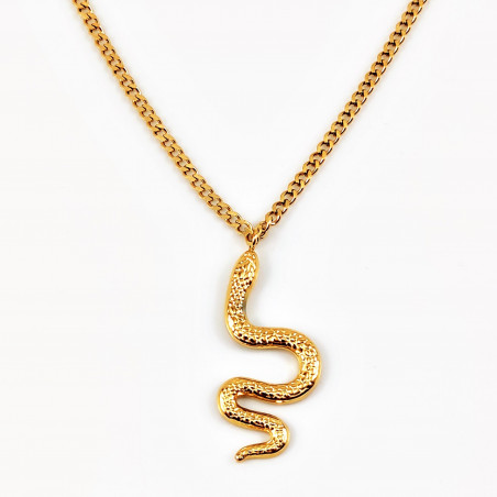 Goudkleurige Roestvrij Stalen Dames Ketting + Slangen Hanger