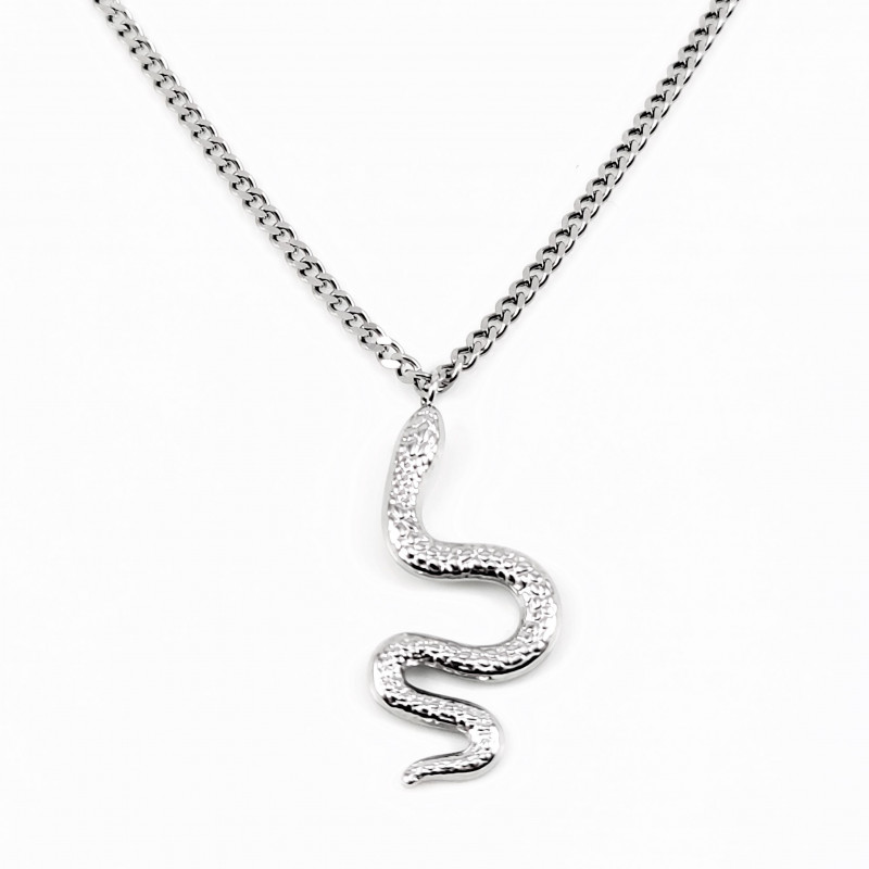 Zilverkleurige Roestvrij Stalen Dames Ketting + Slangen Hanger Zilverkleurige Roestvrij Stalen Dames Ketting + Slangen Hanger