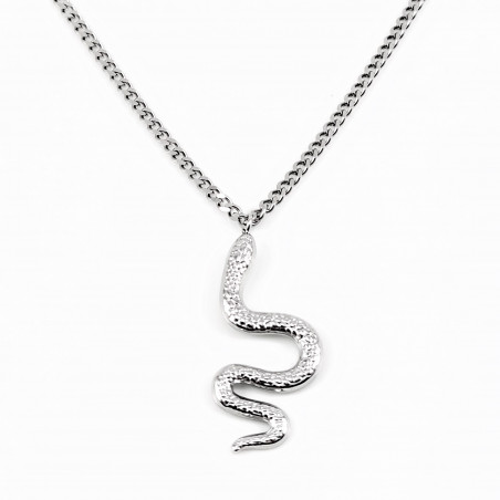 Zilverkleurige Roestvrij Stalen Dames Ketting + Slangen Hanger