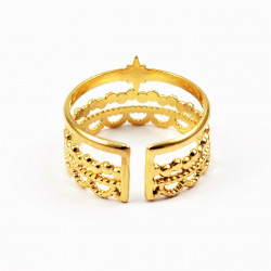 Brede Dames Ring Roestvrij Stalen Gold Plated