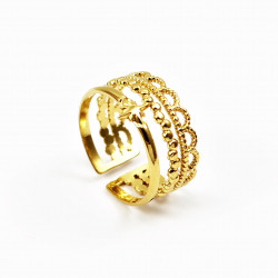 Brede Dames Ring Roestvrij Stalen Gold Plated