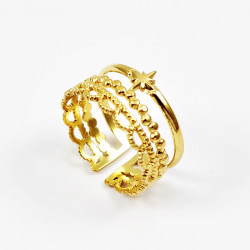 Brede Dames Ring Roestvrij Stalen Gold Plated