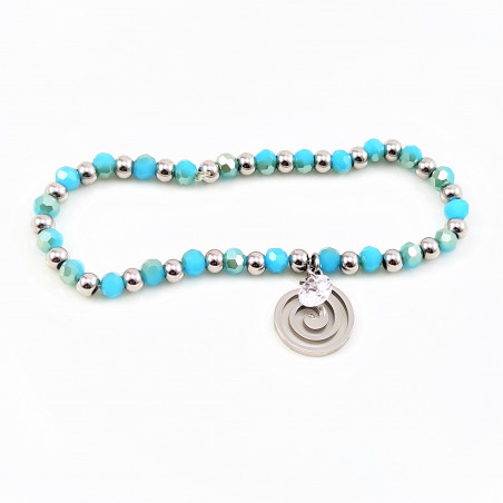 Turquoise Kristal Armband - Stalen Hanger en Zirkonia