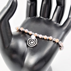 Licht Roze Kristal Armband - Stalen Hanger en Zirkonia