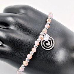 Licht Roze Kristal Armband - Stalen Hanger en Zirkonia