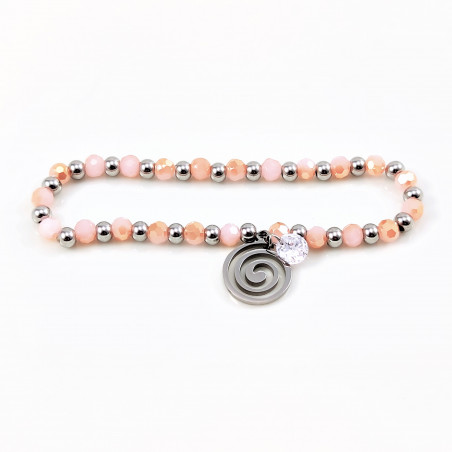 Licht Roze Kristal Armband - Stalen Hanger en Zirkonia